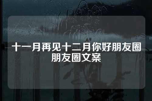 十一月再见十二月你好朋友圈朋友圈文案